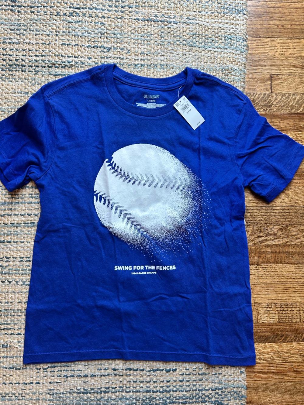 Old Navy Blue Kids Short Sleeve Tee with White Baseball Print
